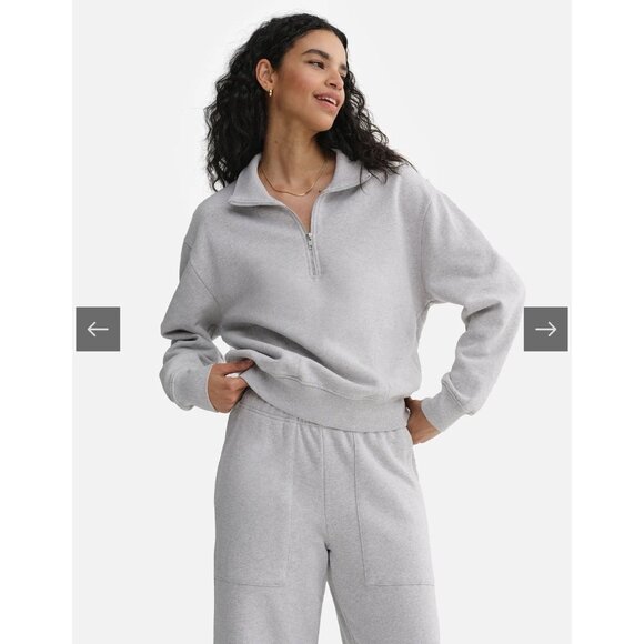 Mate The Label Organic Fleece Half Zip Sweatshirt Heather Grey NWT X-Large - Picture 2 of 9